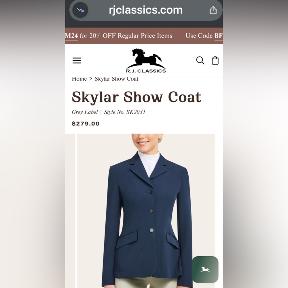 RJ Classics 6R navy blue show jacket